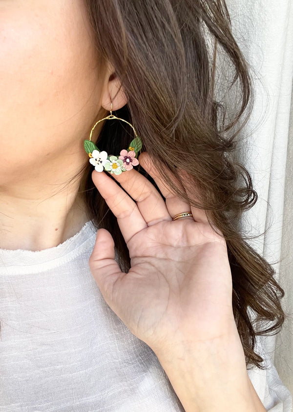 Aurora Floral Basket Earrings (Preorder)