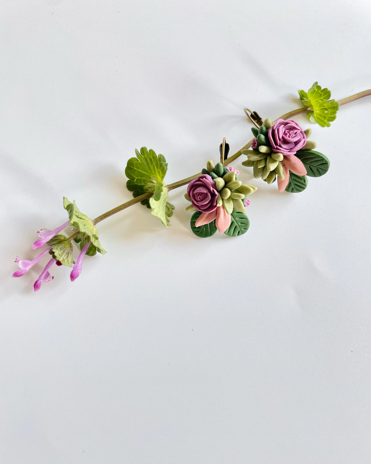 Succulent Bouquet Dangle Earrings (Preorder)