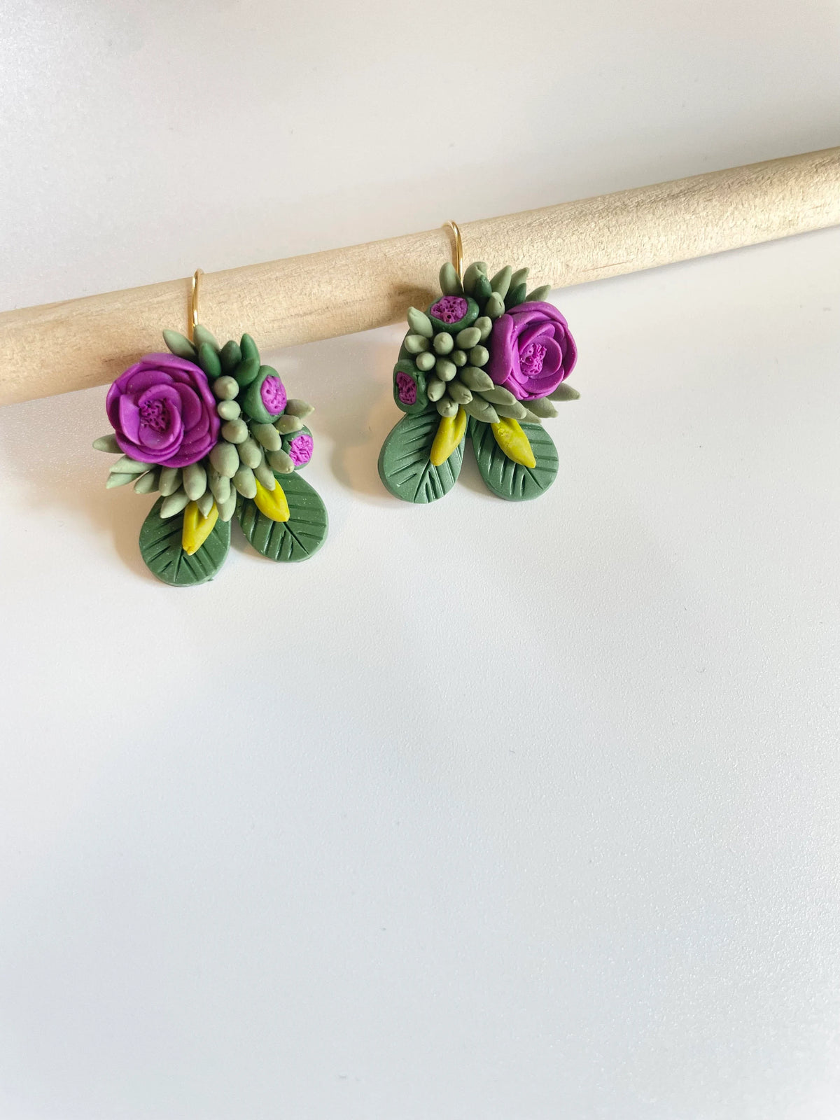 Succulent Bouquet Dangle Earrings (Preorder)