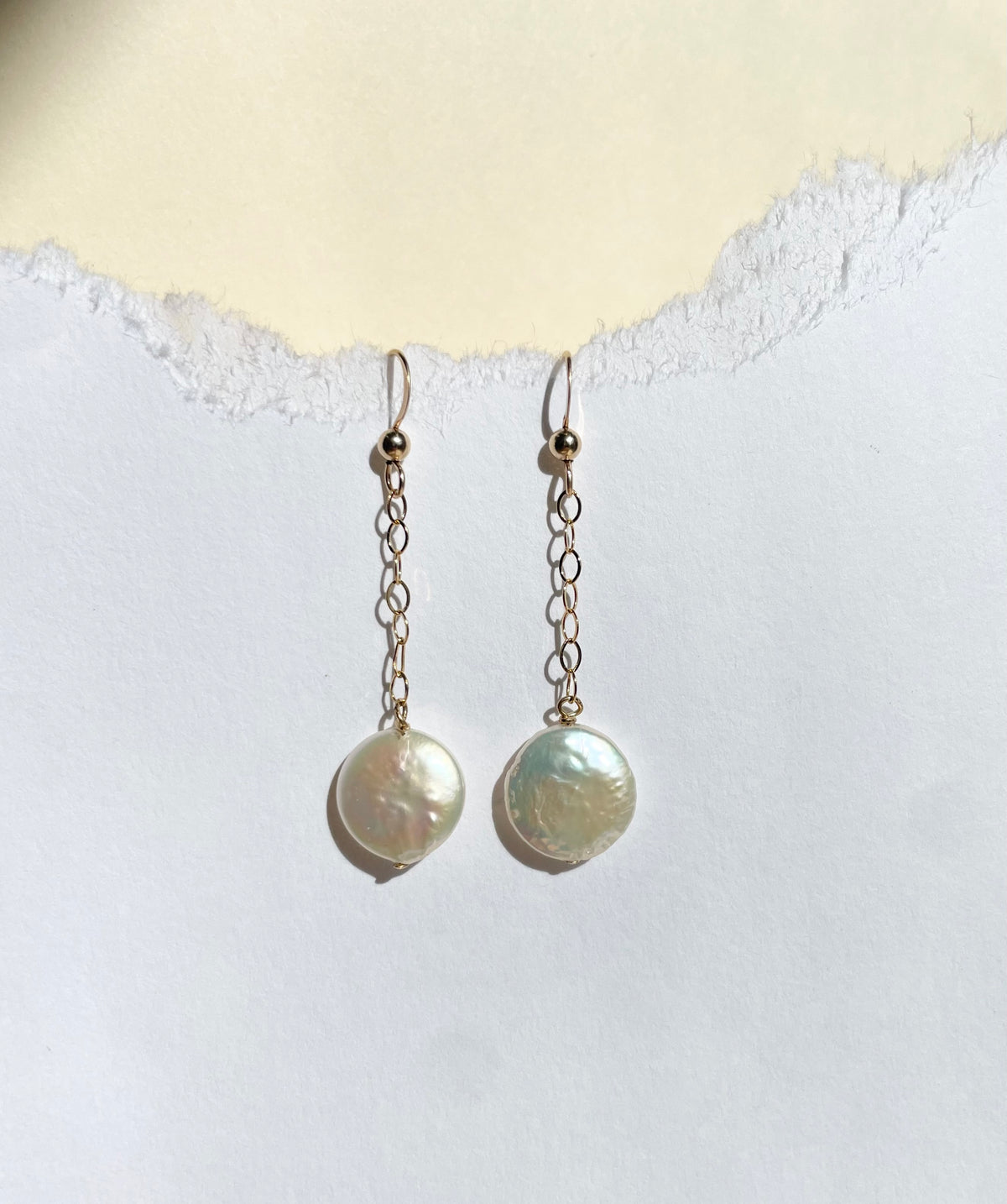 Coin Pearl Chain Earrings