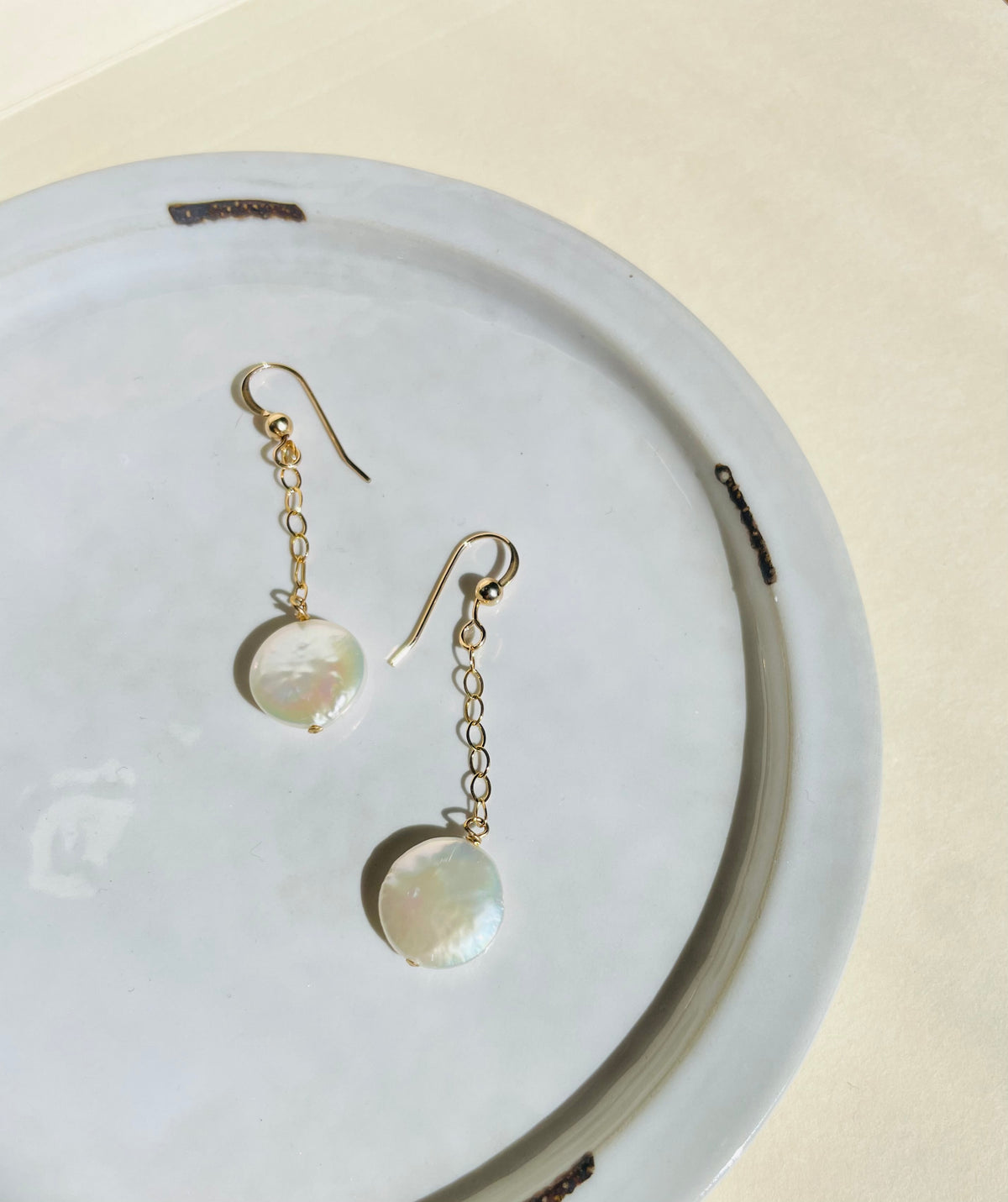 Coin Pearl Chain Earrings