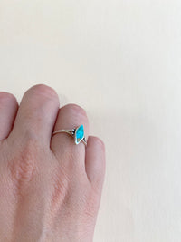 Blue Marquise Shape Stone Sterling Silver Ring