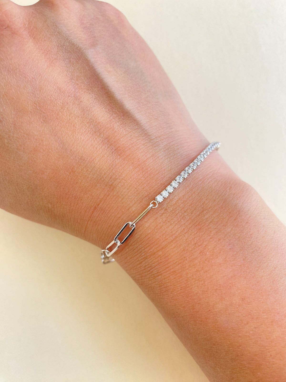 Paperclip Diamond Tennis Bracalet