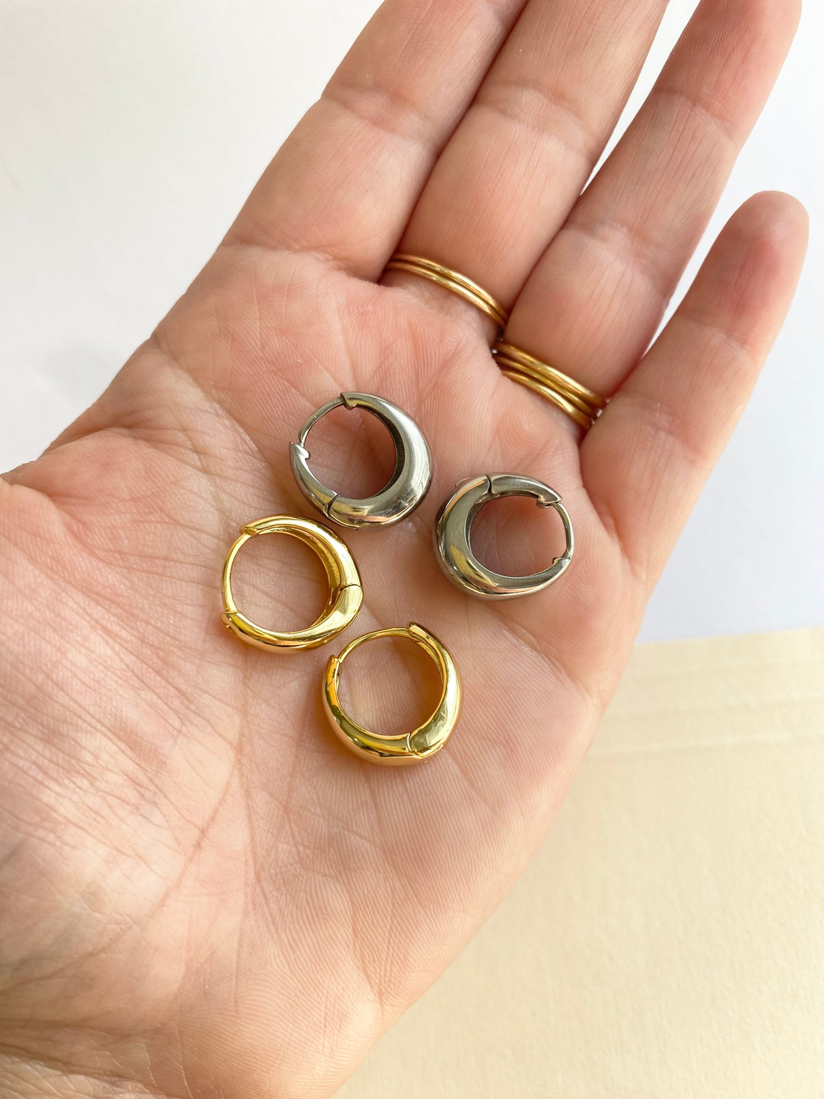 Small Chunky Gold & Silver Hoops