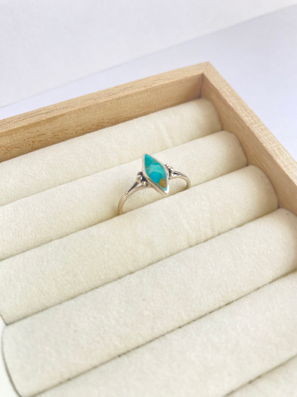 Blue Marquise Shape Stone Sterling Silver Ring