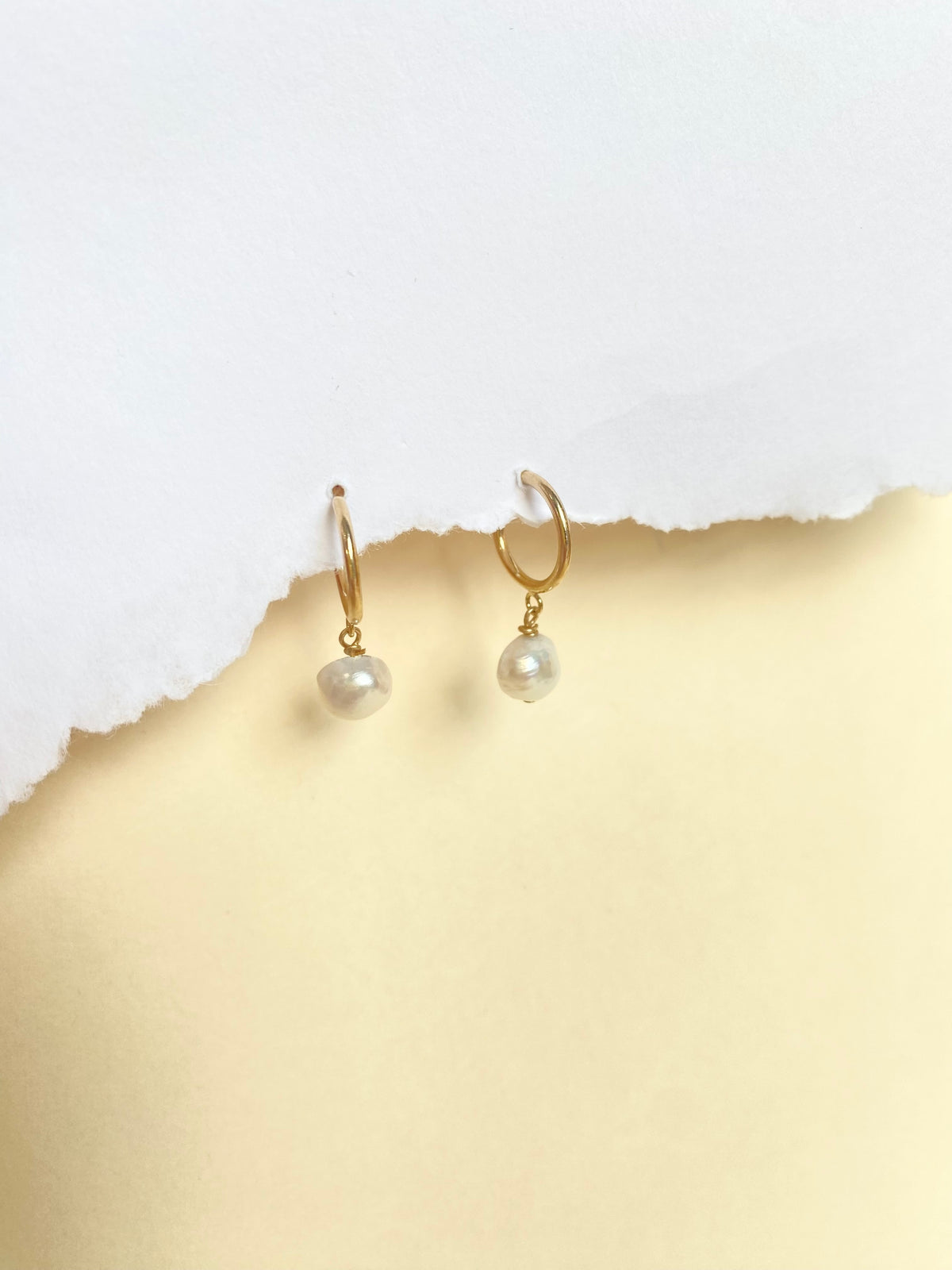 Dainty Pearl Dangle Hoops