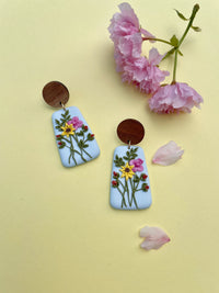 Tanya Blue Flower Bouquet Earrings