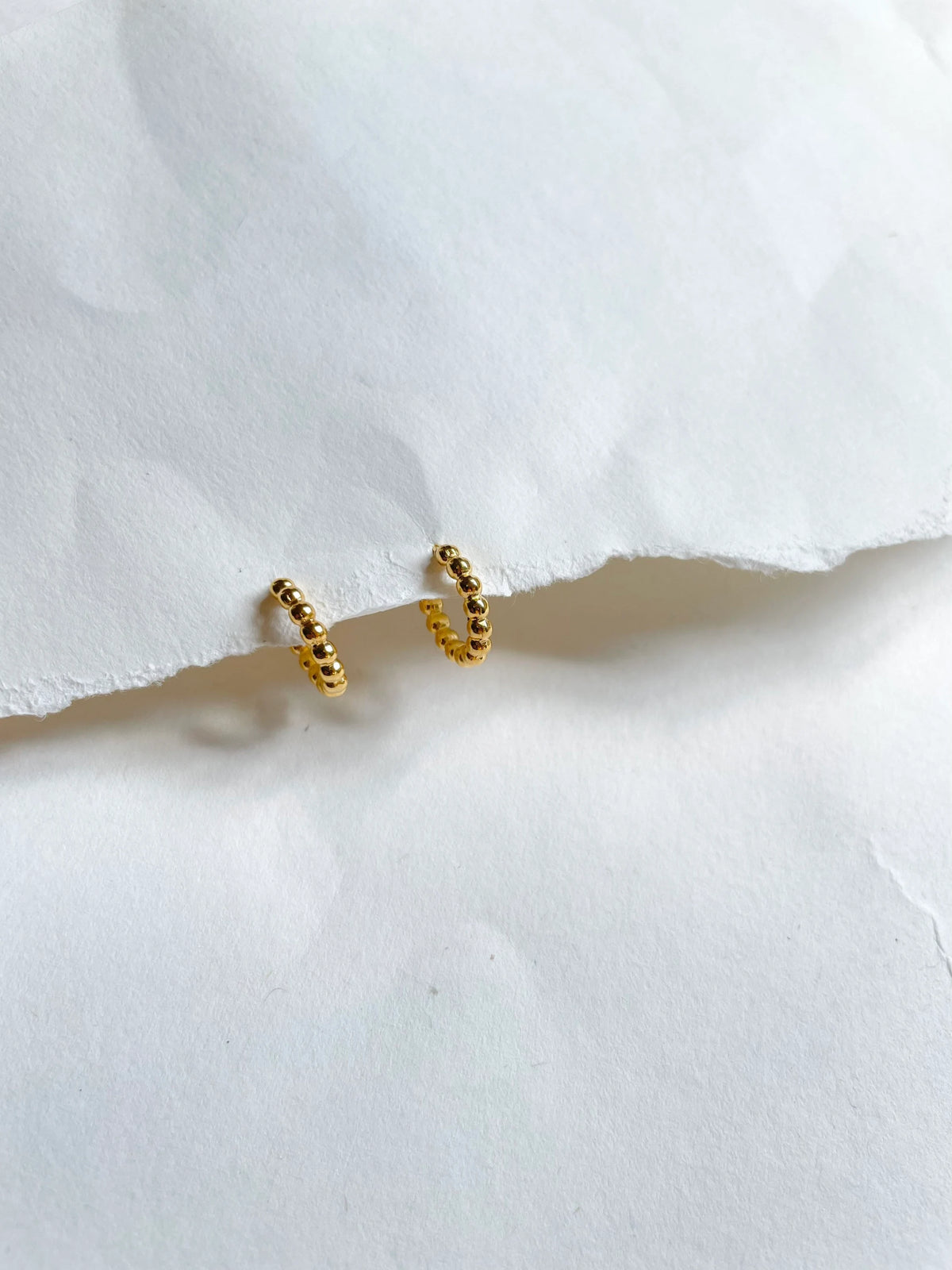 Tiny Gold Beaded Hoops