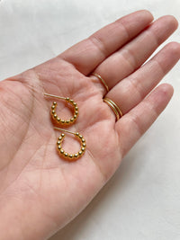 Tiny Gold Beaded Hoops