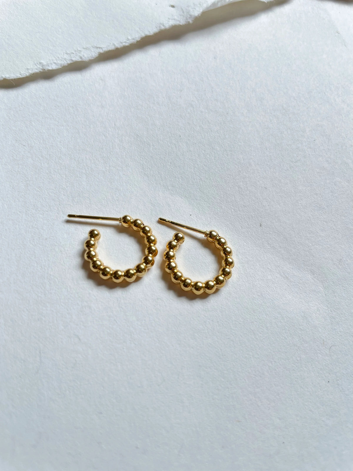 Tiny Gold Beaded Hoops