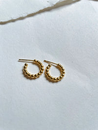 Tiny Gold Beaded Hoops