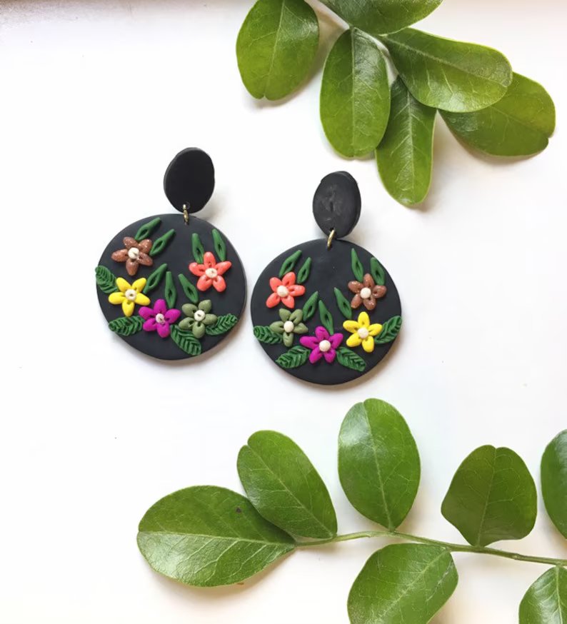 Colorful Black Frida Statement Earrings