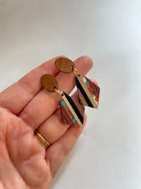 Mid Century Wood Dangle Earrings