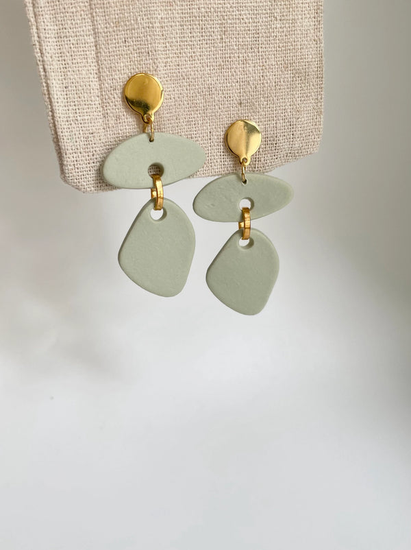 Green Pebble Earrings