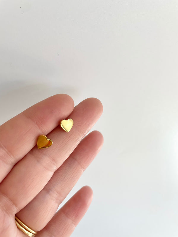 Tiny Gold and Silver Heart Studs